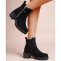LUNA Black Faux Suede Warm Lined Comfy Grip Ankle Boots