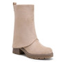 JENNA Khaki Faux Suede Hooded Zip Mid Calf Boots