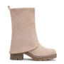 JENNA Khaki Faux Suede Hooded Zip Mid Calf Boots
