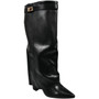 MAGGIE Black PU Fashion Zip High Heel Hooded Boots