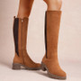 ELSIE Camel Mid Calf Faux Suede Zip Casual Boots