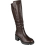 MARGARET Brown Mid Calf Lined Zip Casual Chunky Heel Boots