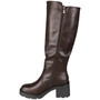 MARGARET Brown Mid Calf Lined Zip Casual Chunky Heel Boots