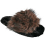606 Coffee Open Toe Faux Fur Warm Lined Outdoor Slippers 