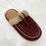 SUTTON Wine Faux Fur Slip On Warm Lined In Out Door Slippers