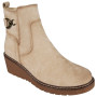 ELAINA Beige Wedge Faux Suede Zip Warm Lined Grip Ankle Boots 