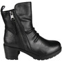 KAYLA Black Rouched Zip Warm Lined Comfy Grip Heel Ankle Boots 