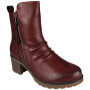 KAYLA Wine Rouched Zip Warm Lined Comfy Grip Heel Ankle Boots 