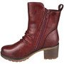 KAYLA Wine Rouched Zip Warm Lined Comfy Grip Heel Ankle Boots 