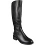 KENNA Black Faux Leather Elastic Zip Warm Lined Winter Mid Calf Boots