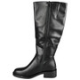 KENNA Black Faux Leather Elastic Zip Warm Lined Winter Mid Calf Boots