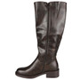 KENNA Brown Faux Leather Elastic Zip Warm Lined Winter Mid Calf Boots
