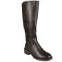 KENNA Brown Faux Leather Elastic Zip Warm Lined Winter Mid Calf Boots