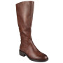  KENNA Camel Faux Leather Elastic Zip Warm Lined Winter Mid Calf Boots