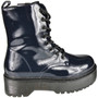 SLOAN Blue Goth Punk Lace Up Zip Warm Comfy Grip Ankle Boots