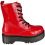 SLOAN Red Goth Punk Lace Up Zip Warm Comfy Grip Ankle Boots