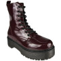 SLOAN Wine Goth Punk Lace Up Zip Warm Comfy Grip Ankle Boots