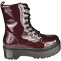 SLOAN Wine Goth Punk Lace Up Zip Warm Comfy Grip Ankle Boots