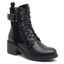 MARA Black Ankle Lace Up Zip Comfy Warm Lined Army Heeled Boots