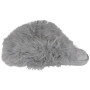 VERA Grey Faux Fur Slip On Closed Toe Comfy  Lined Fluffy Slippers