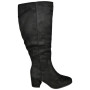 TIFFANY Black Suede Mid Calf Zip Comfort Wide Foot Lined Boots 
