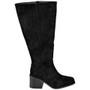 KINSLEY Black Ladies Mid Calf Square Toe Comfy Zip Wide Boots