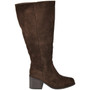 KINSLEY Brown Ladies Mid Calf Square Toe Comfy Zip Wide Boots
