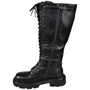 CAROLINE Black Ladies Mid Calf Lace Up Goth Punk Biker Boots 