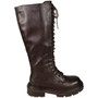 CAROLINE Brown Ladies Mid Calf Lace Up Goth Punk Biker Boots 