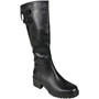 WRENLEY Black Ladies Faux Leather Comfy Lined Zip Wide Calf Boots
