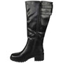 WRENLEY Black Ladies Faux Leather Comfy Lined Zip Wide Calf Boots