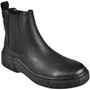 TANSY Black Ankle Faux Leather Slip On Chelsea Trainer Boots