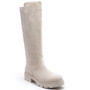 WINIFRED Beige Mid Calf Zip Stretch Elastic Viral Winter Boots