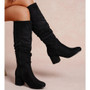 ROWENA Black Mid Calf Zip Warm Rouched Viral Winter Boots