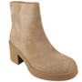 BRIONY Beige Ankle Faux Suede Comfy Grip Warm Lined Boots
