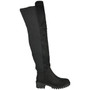AVERIE Black Over the Knee Faux Suede Mid Heel Stretchy Zip Boots