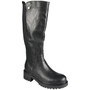 GEORGINA Black Knee High Zip Stretch Comfy Biker Rider Boots