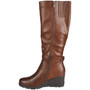 AUBREY Brown Wedge Knee High Stretchy Zip Extending Boots
