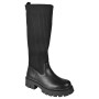 CARYS Black Sock Pull On Mid Calf Casual Chunky Heel Boots