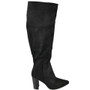 ELZINI Black Knee High Wide Calf Pointed Winter Zip Boots