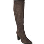 ELZINI Brown Knee High Wide Calf Pointed Winter Zip Boots