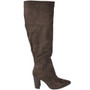 ELZINI Brown Knee High Wide Calf Pointed Winter Zip Boots