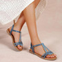 HAZEL Blue Ankle Strap Lightweight Flat Sandals