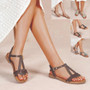 HAZEL Brown Ankle Strap Lightweight Flat Sandals
