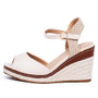 ZENDRA Beige Wedge Ankle Strap Slingback Buckle Sandal