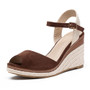 ZENDRA Brown Wedge Ankle Strap Slingback Buckle Sandal