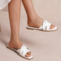 MISHA White Sliders Flat Mules Comfort Slip On Shoes