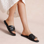 MIRAAL Black Sliders Flat Mules Smmer Slip On Shoes