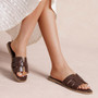 MIRAAL Brown Sliders Flat Mules Smmer Slip On Shoes