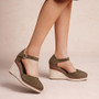 CORISTA Green Wedge Ankle Slingback Buckle Sandals